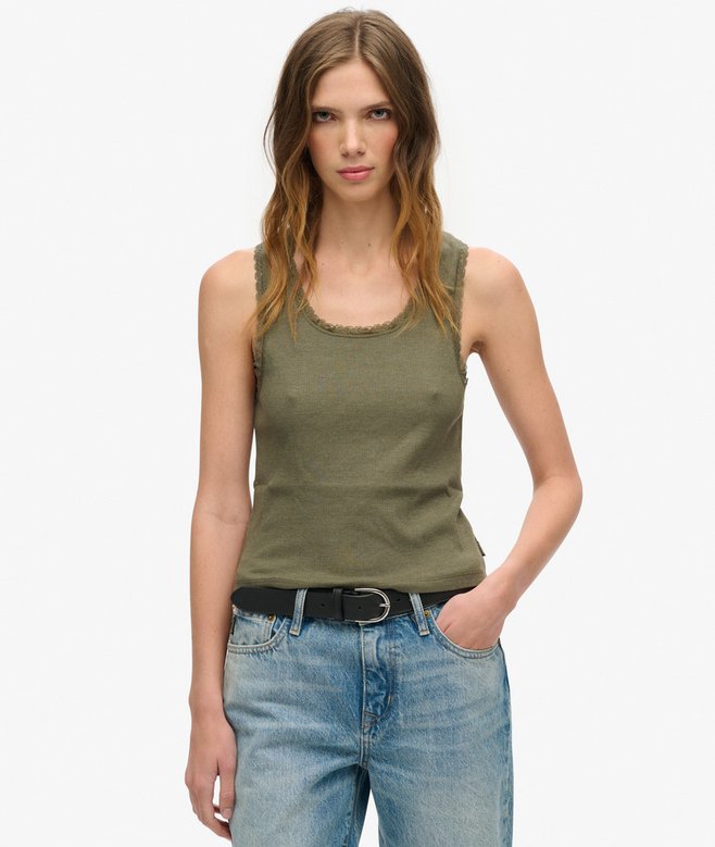 superdry Camiseta de tirantes con ribete de encaje vintage Athletic Essentials