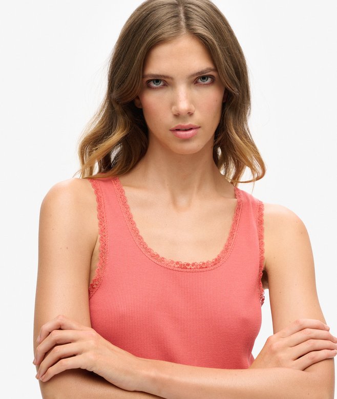 Superdry Camiseta De Tirantes Con Ribete De Encaje Vintage Athletic Essentials