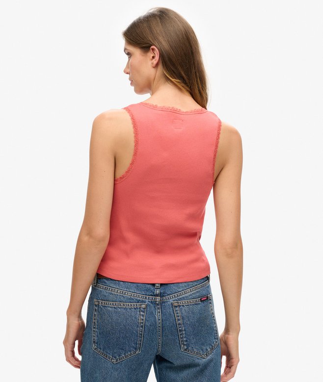 Superdry Camiseta De Tirantes Con Ribete De Encaje Vintage Athletic Essentials