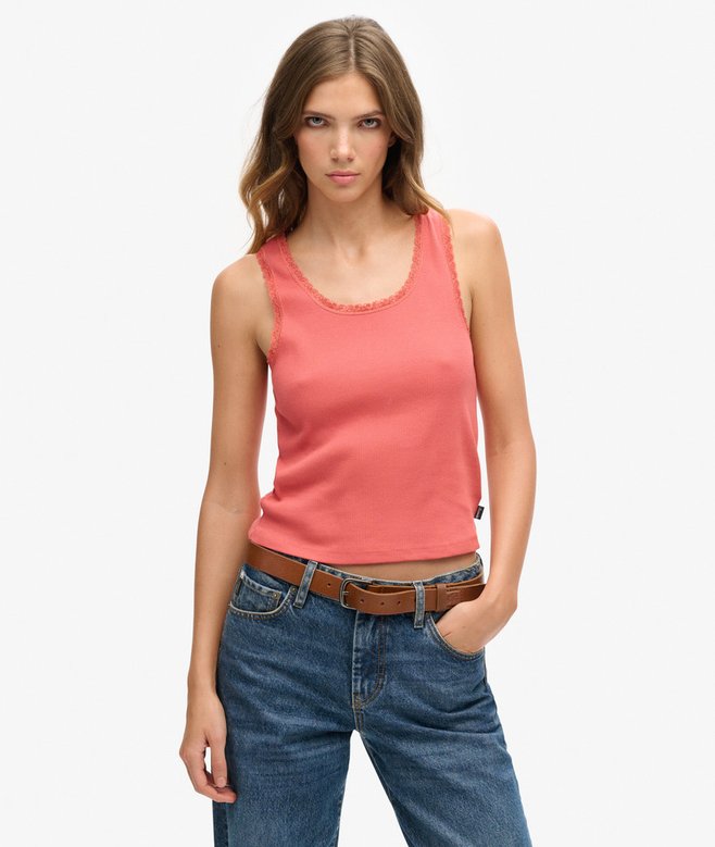 superdry Camiseta de tirantes con ribete de encaje vintage Athletic Essentials