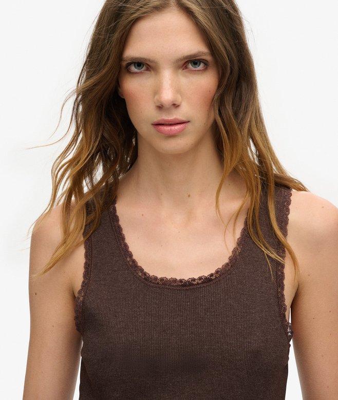 Superdry Camiseta De Tirantes Con Ribete De Encaje Vintage Athletic Essentials