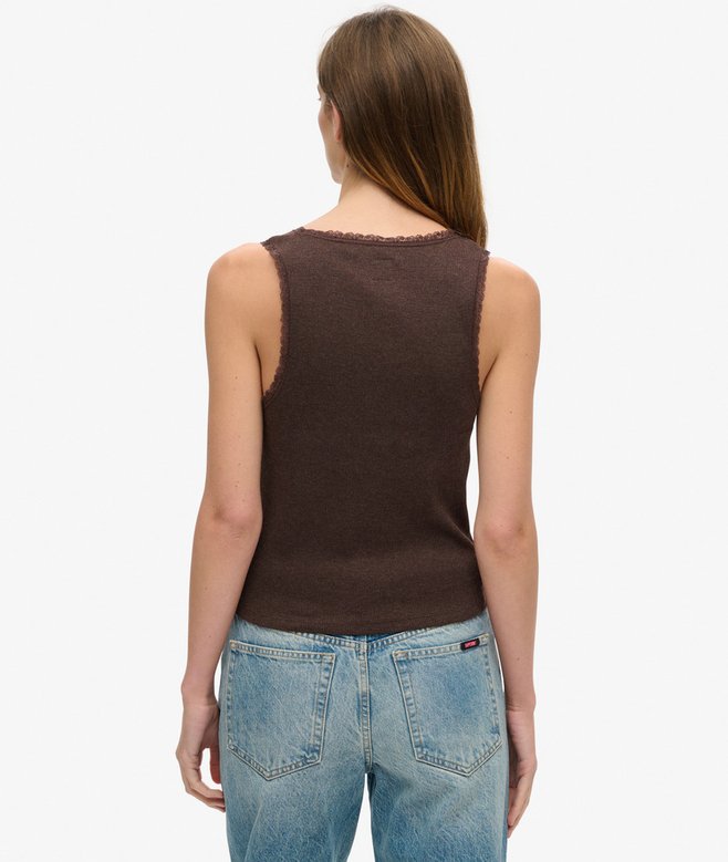 Superdry Camiseta De Tirantes Con Ribete De Encaje Vintage Athletic Essentials