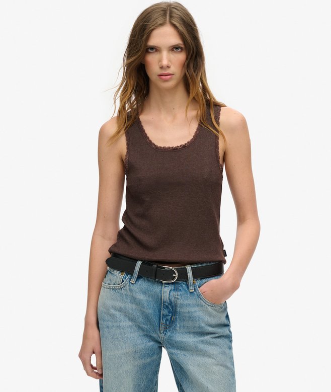 superdry Camiseta de tirantes con ribete de encaje vintage Athletic Essentials