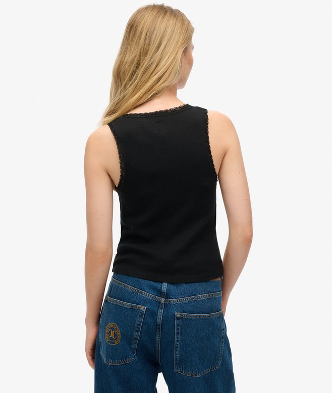 Superdry Camiseta De Tirantes Con Ribete De Encaje Vintage Athletic Essentials