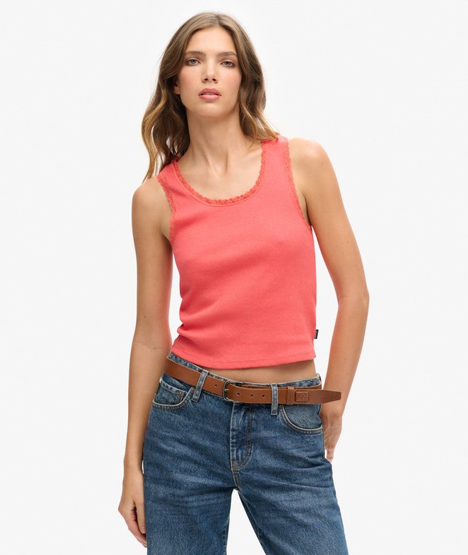 superdry Camiseta de tirantes con ribete de encaje vintage Athletic Essentials