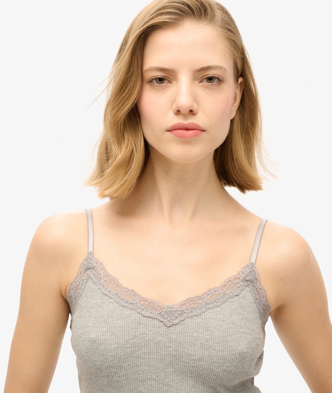 Superdry Camiseta De Tirantes Corta Con Ribete De Encaje Essential