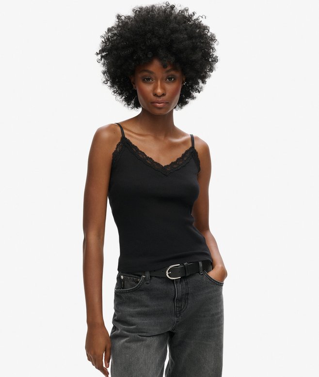 superdry Camiseta de tirantes de algodón orgánico Vintage con ribete