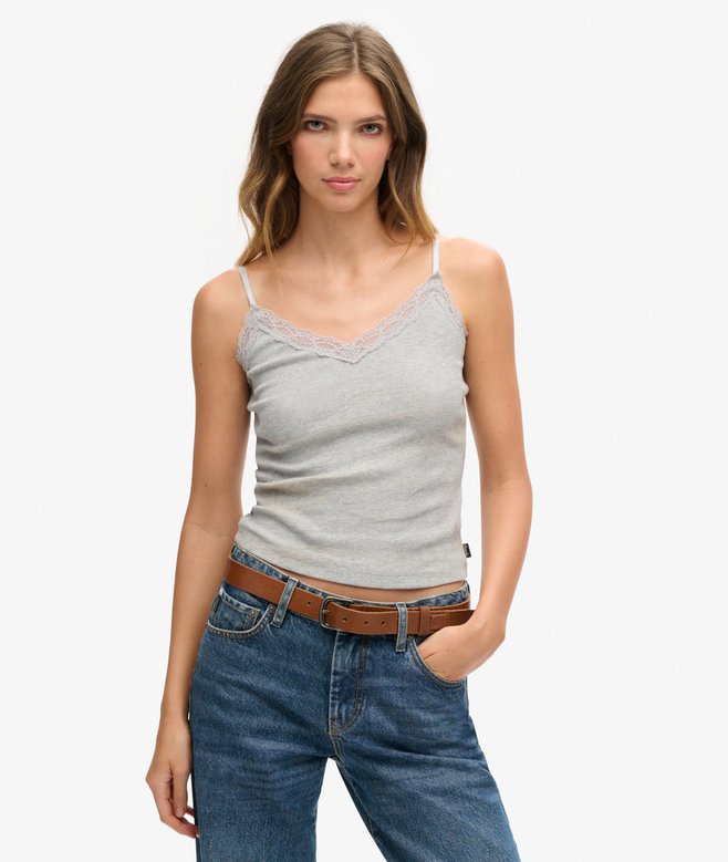 superdry Camiseta de tirantes de algodón orgánico Vintage con ribete