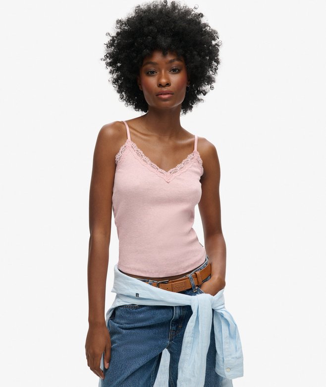 superdry Camiseta de tirantes de algodón orgánico Vintage con ribete
