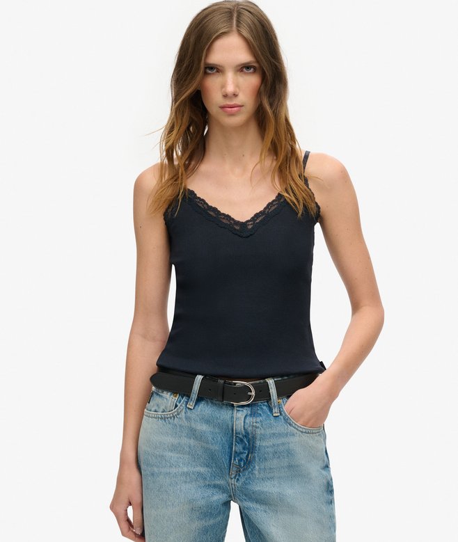 superdry Camiseta de tirantes de algodón orgánico Vintage con ribete