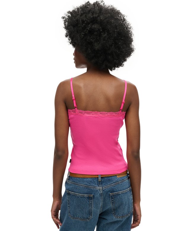 Superdry Camiseta De Tirantes De Canalé De Algodón Orgánico Con Encaje Essential