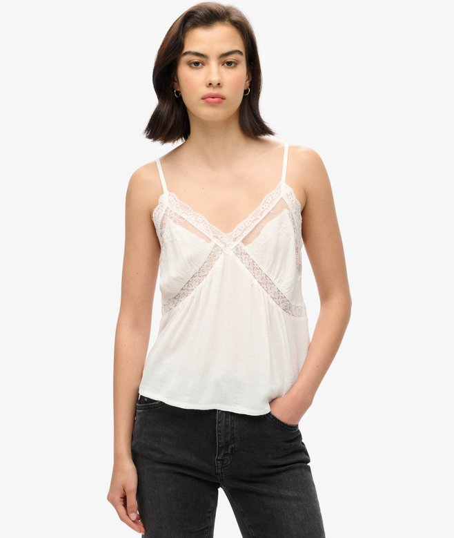 superdry Camiseta de tirantes de encaje transparente Ibiza