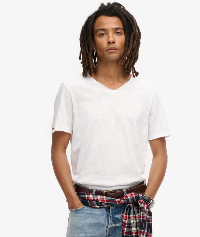 superdry Camiseta flameada con cuello de pico Raw Edge