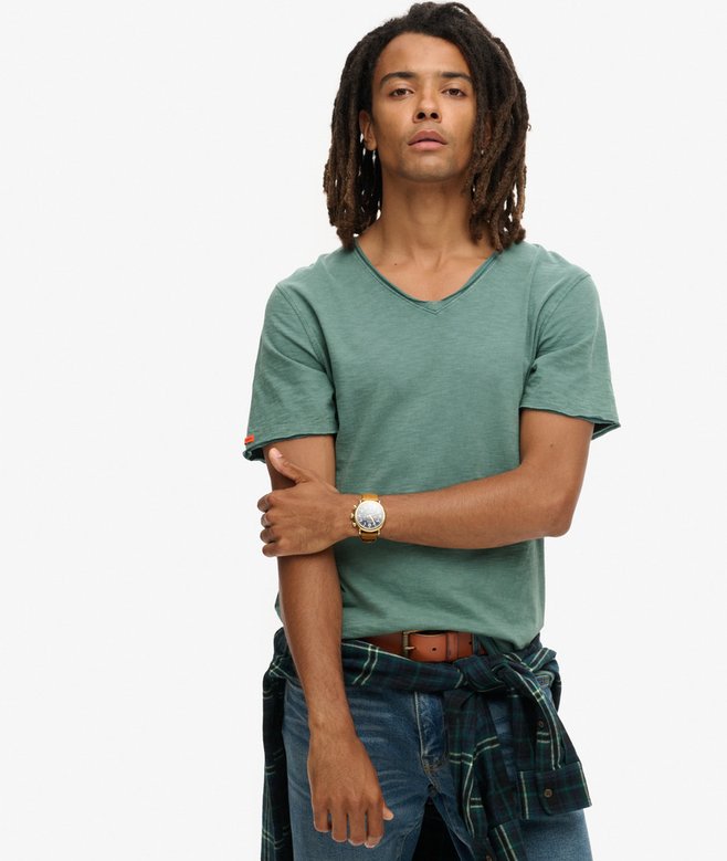 superdry Camiseta flameada con cuello de pico Raw Edge