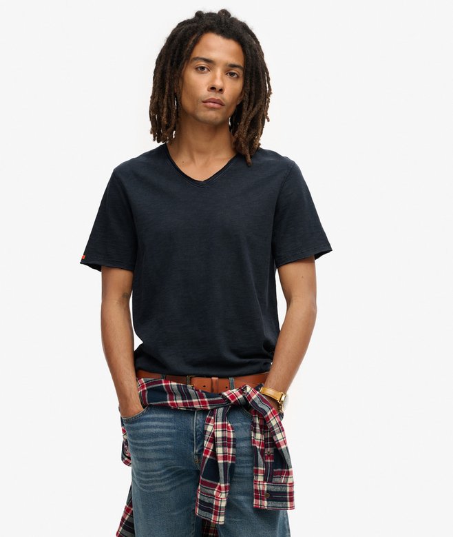 superdry Camiseta flameada con cuello de pico Raw Edge