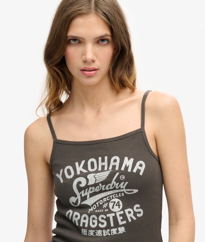 Superdry Camiseta Gráfica De Tirantes De Canalé Retro Rocker