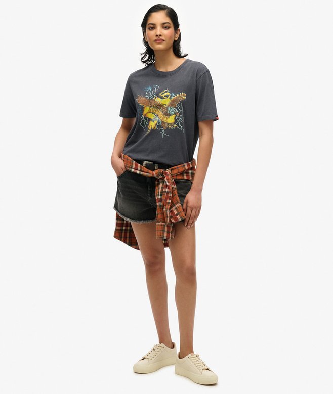Superdry Camiseta Gráfica Motera Con Corte Relajado Rock