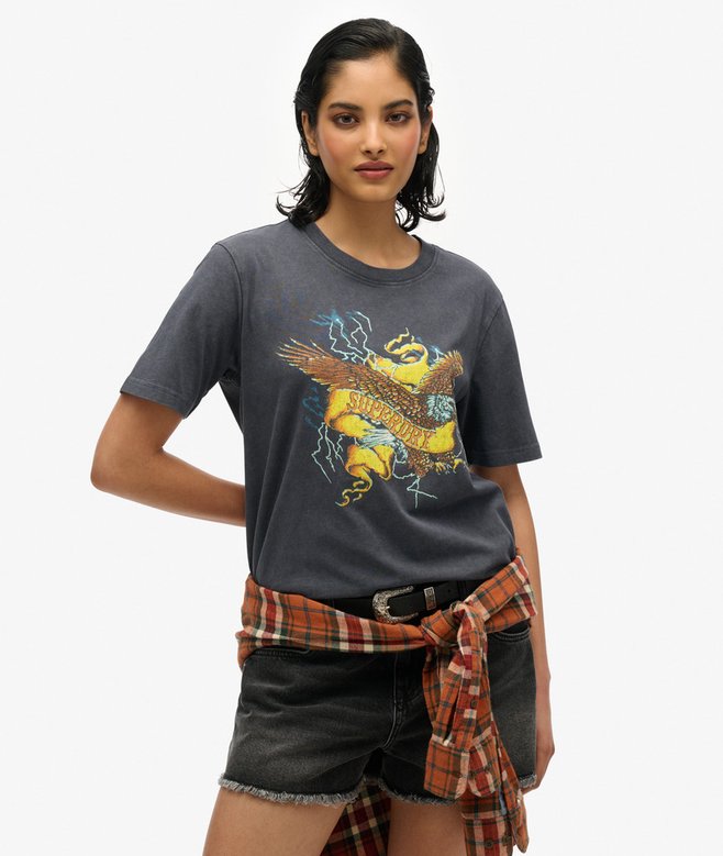 superdry Camiseta gráfica motera con corte relajado Rock