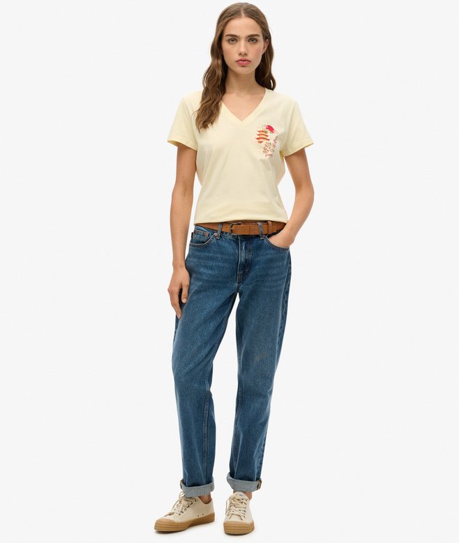 Superdry Camiseta Relajada Con Cuello De Pico Y Logo Metalizado Suika