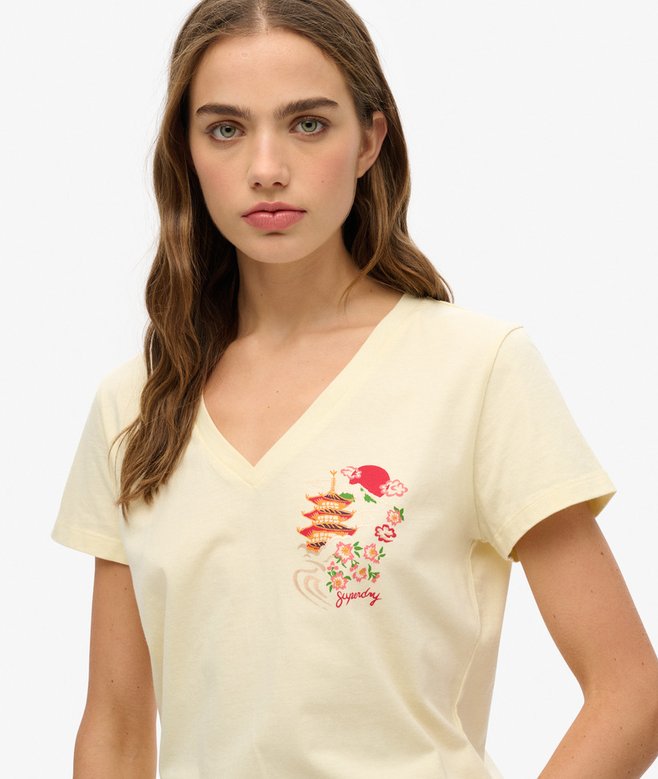 Superdry Camiseta Relajada Con Cuello De Pico Y Logo Metalizado Suika