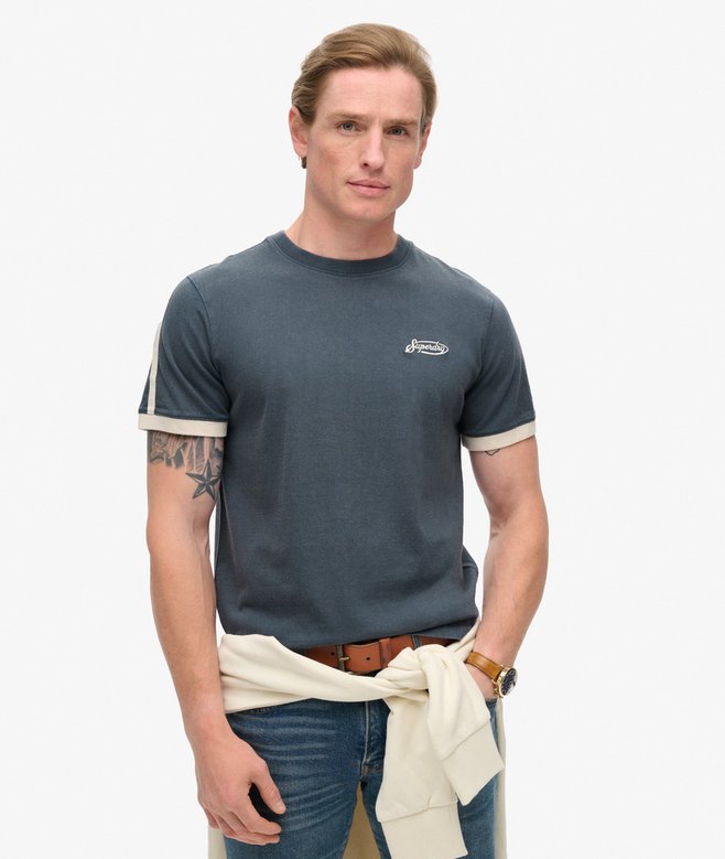 superdry Camiseta retro de manga corta a rayas con logo Essential