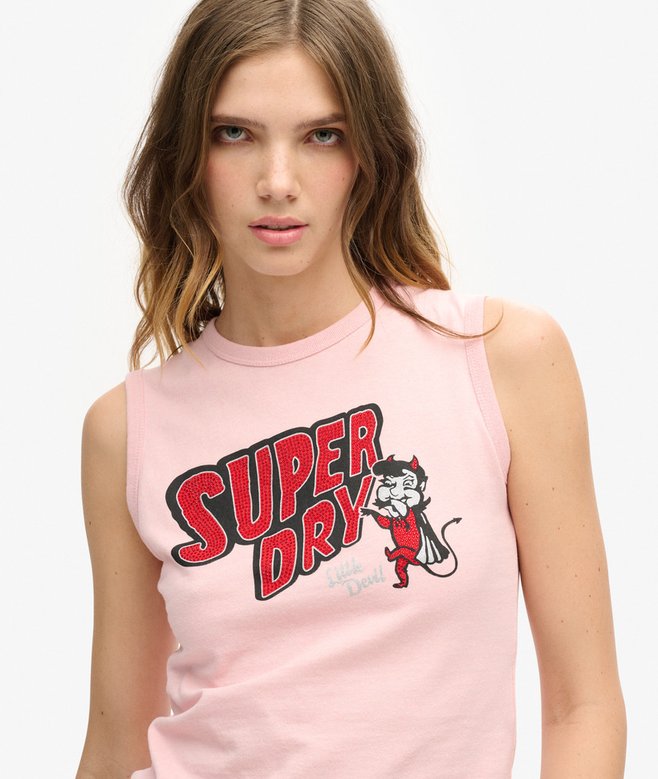 Superdry Camiseta Sin Mangas Ajustada Con Adornos Retro