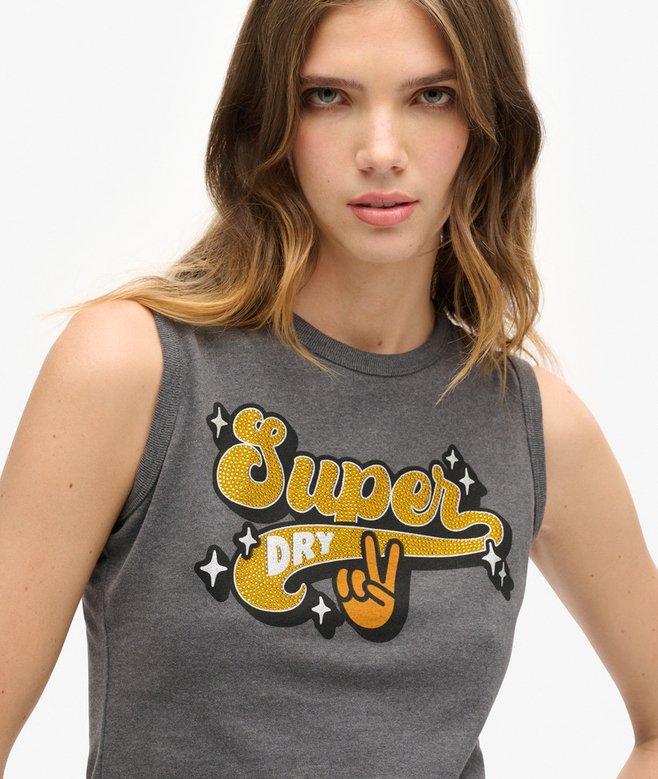Superdry Camiseta Sin Mangas Ajustada Con Adornos Retro