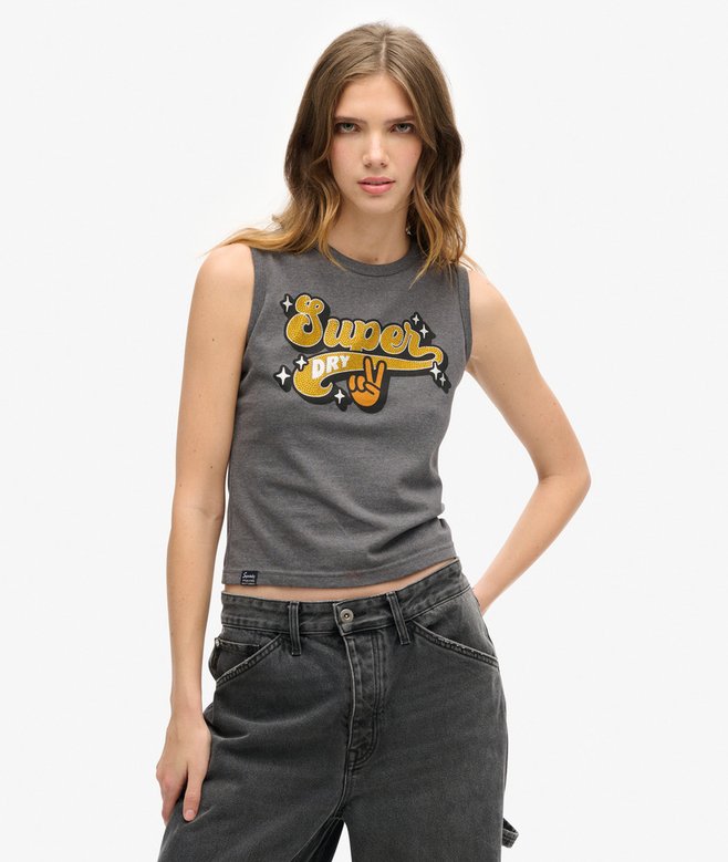 superdry Camiseta sin mangas ajustada con adornos Retro