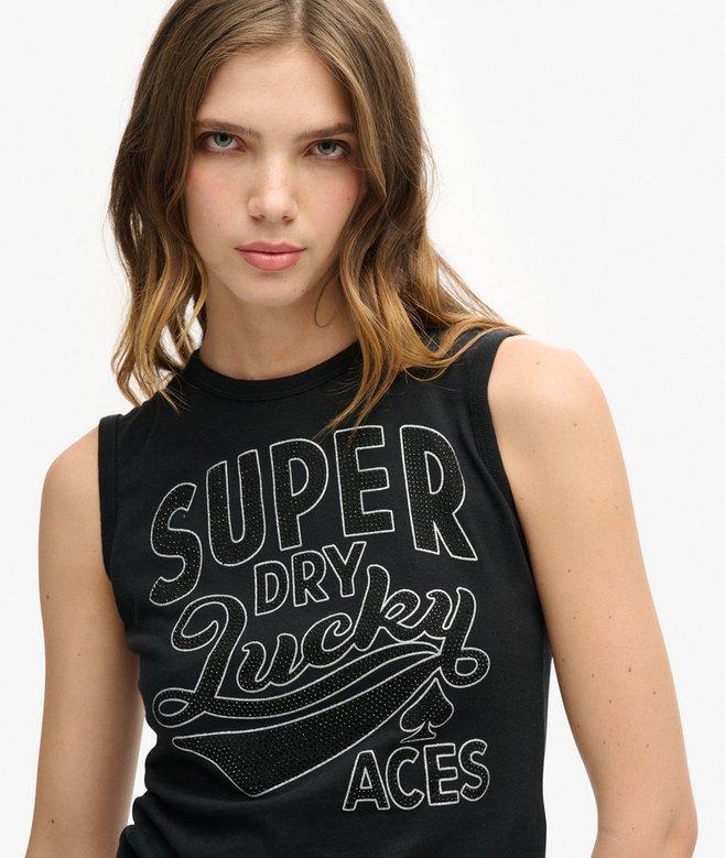 Superdry Camiseta Sin Mangas Ajustada Con Adornos Retro