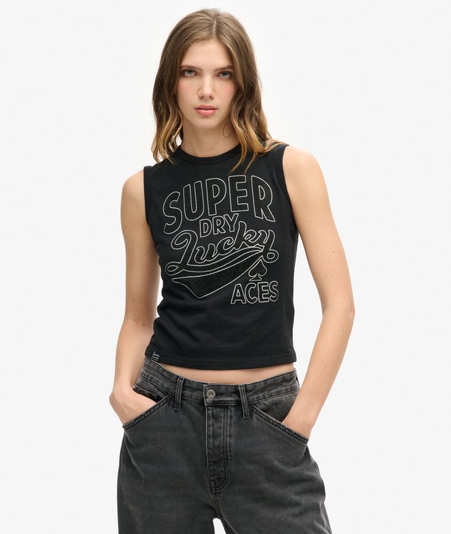 superdry Camiseta sin mangas ajustada con adornos Retro