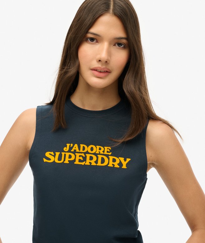 Superdry Camiseta Sin Mangas Ajustada Gráfica Sport Luxe