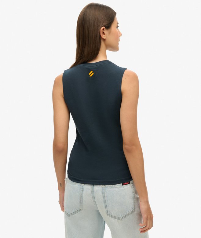 Superdry Camiseta Sin Mangas Ajustada Gráfica Sport Luxe