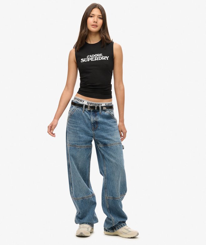 Superdry Camiseta Sin Mangas Ajustada Gráfica Sport Luxe