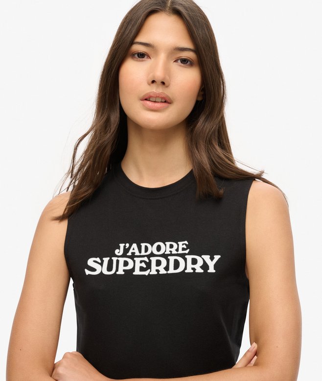 Superdry Camiseta Sin Mangas Ajustada Gráfica Sport Luxe