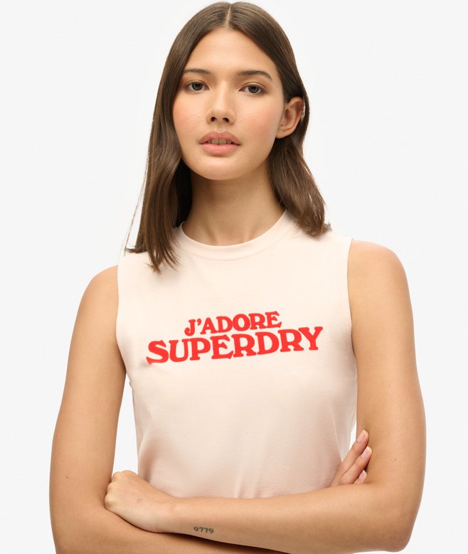 Superdry Camiseta Sin Mangas Ajustada Gráfica Sport Luxe
