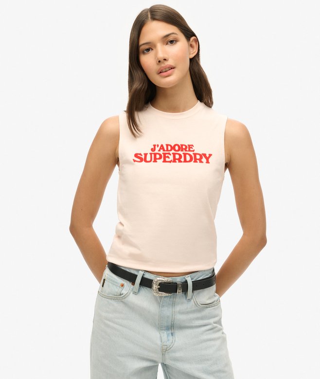 superdry Camiseta sin mangas ajustada gráfica Sport Luxe