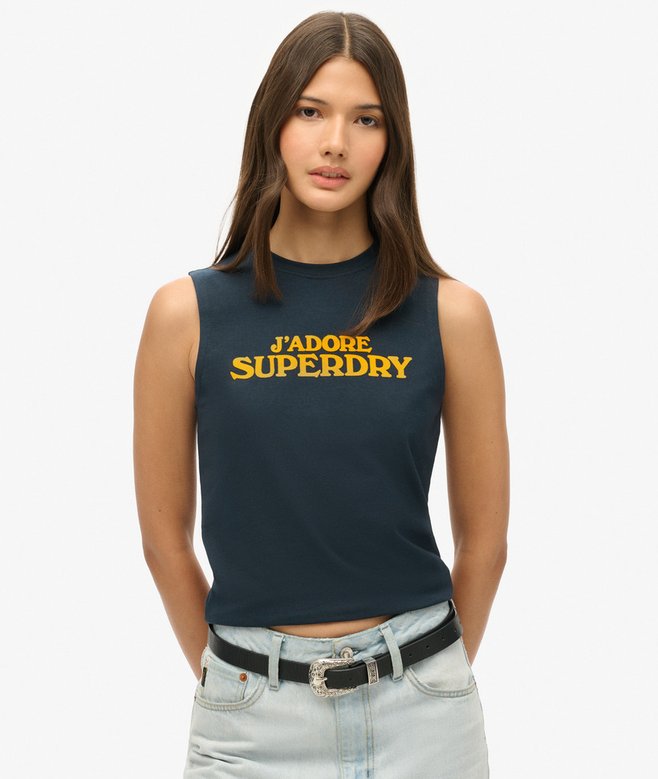 superdry Camiseta sin mangas ajustada gráfica Sport Luxe