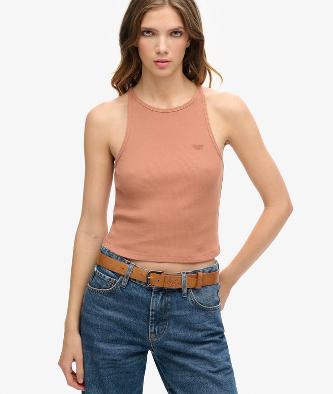 superdry Camiseta sin mangas con logo Essential y espalda olímpica