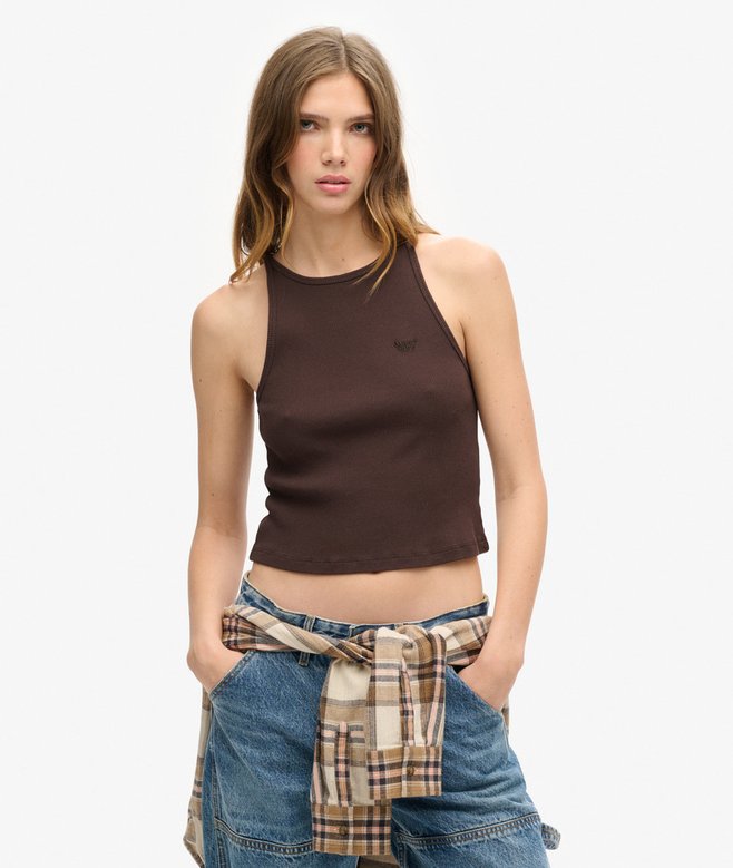 superdry Camiseta sin mangas con logo Essential y espalda olímpica