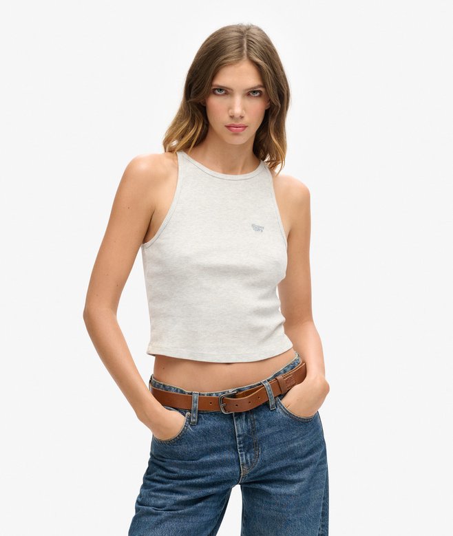 superdry Camiseta sin mangas con logo Essential y espalda olímpica