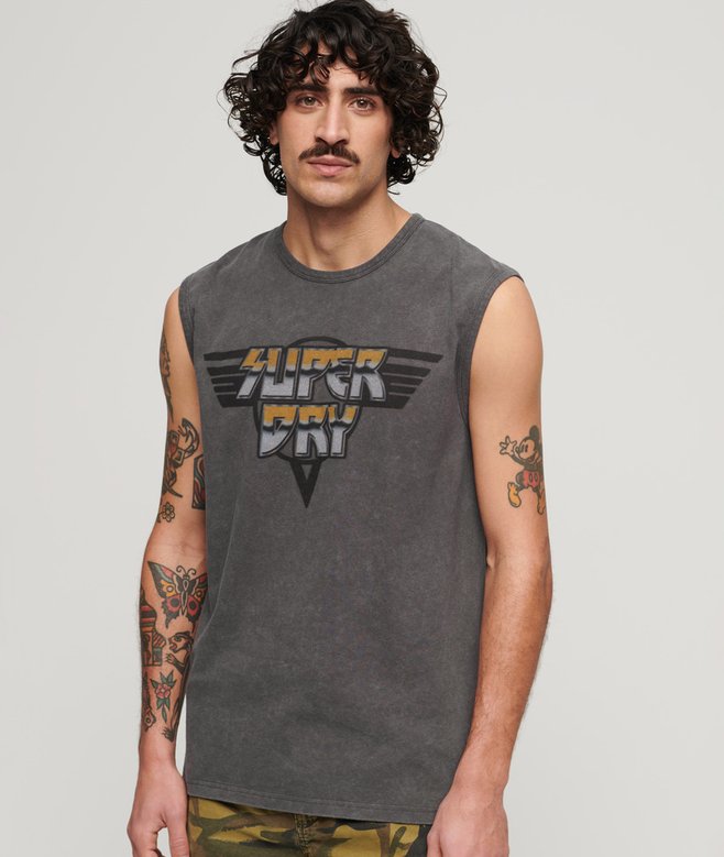 superdry Camiseta sin mangas gráfica con motivo de banda de rock