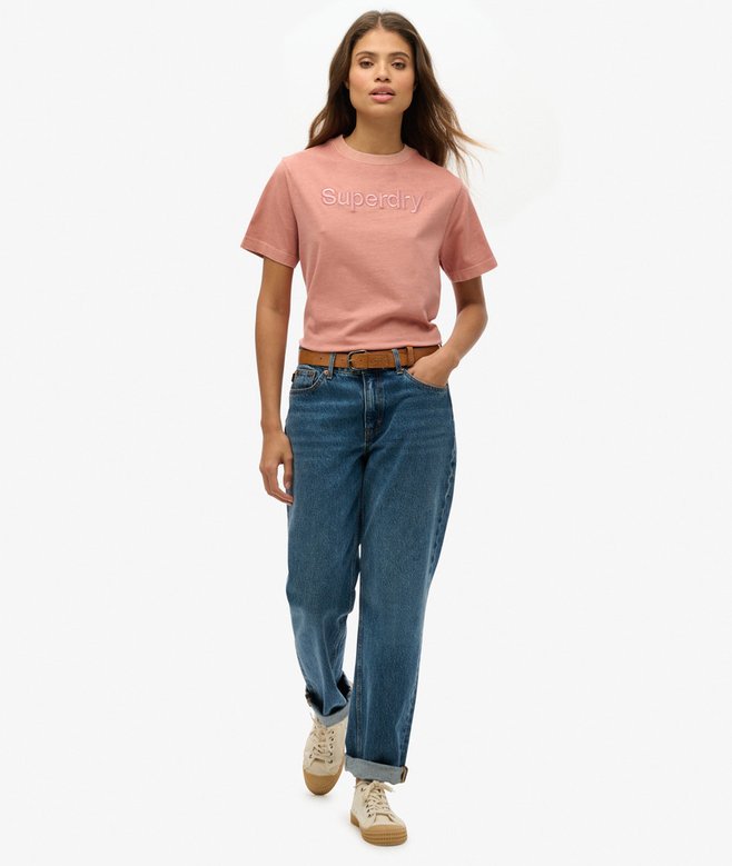 Superdry Camiseta Suelta De Corte Cuadrado Con Logotipo Core Bordado