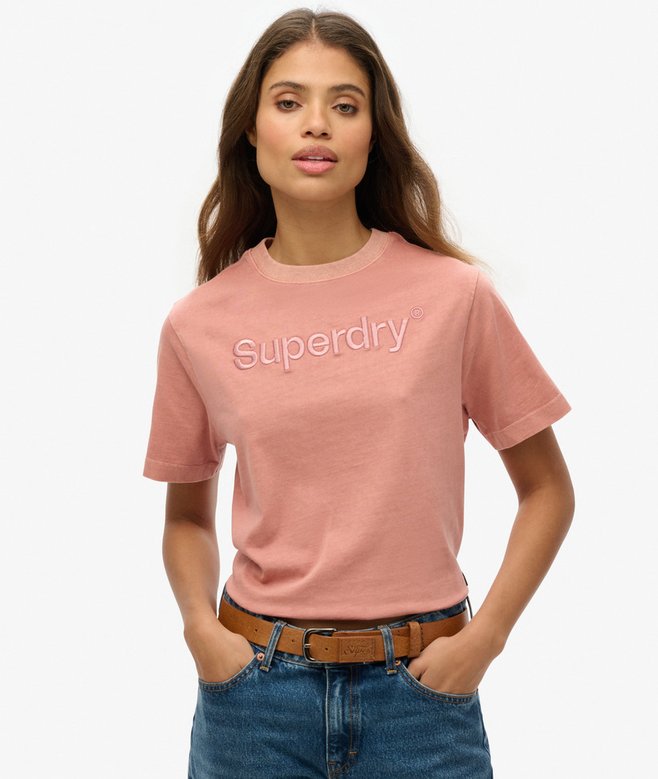 superdry Camiseta suelta de corte cuadrado con logotipo Core bordado