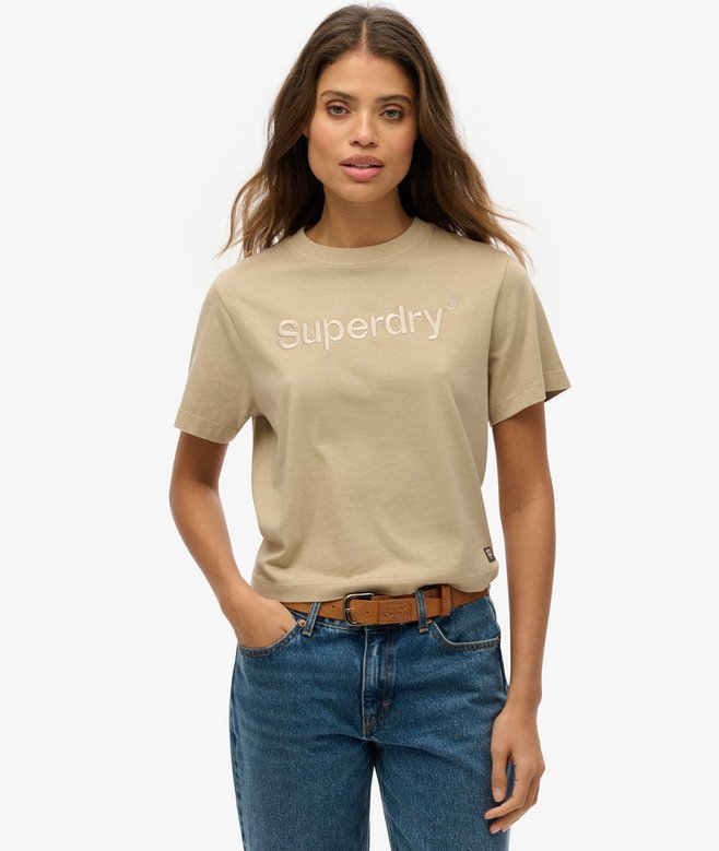 superdry Camiseta suelta de corte cuadrado con logotipo Core bordado
