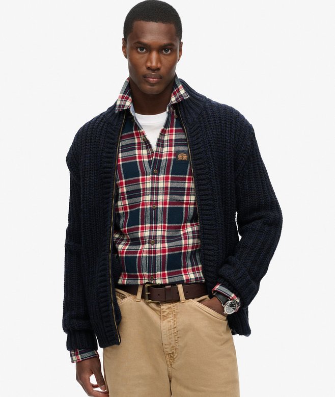 Superdry Cárdigan De Punto Grueso Con Cremallera Integral