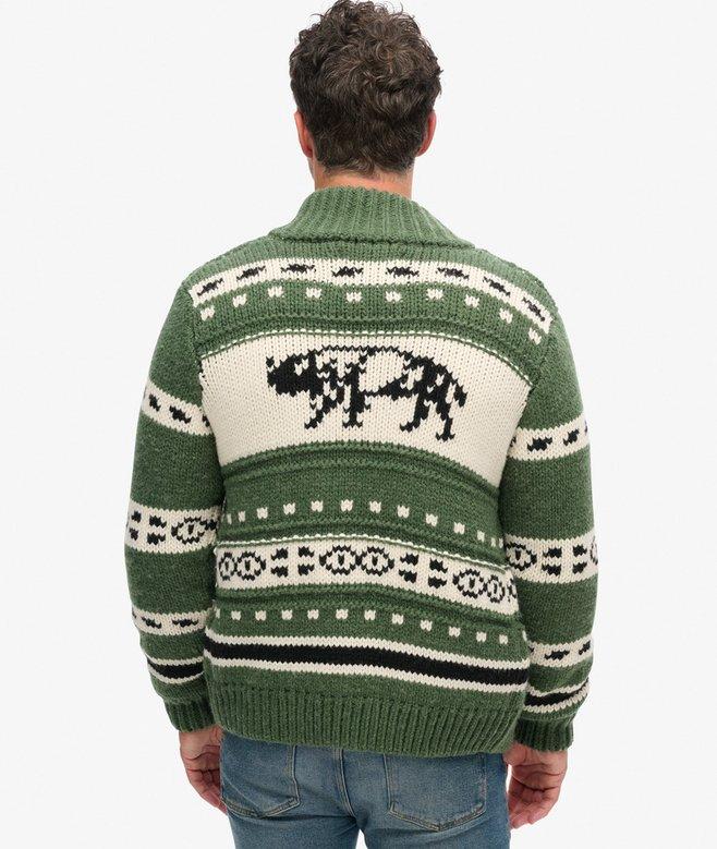 Superdry Cárdigan De Punto Grueso Estampado Con Cremallera Integral