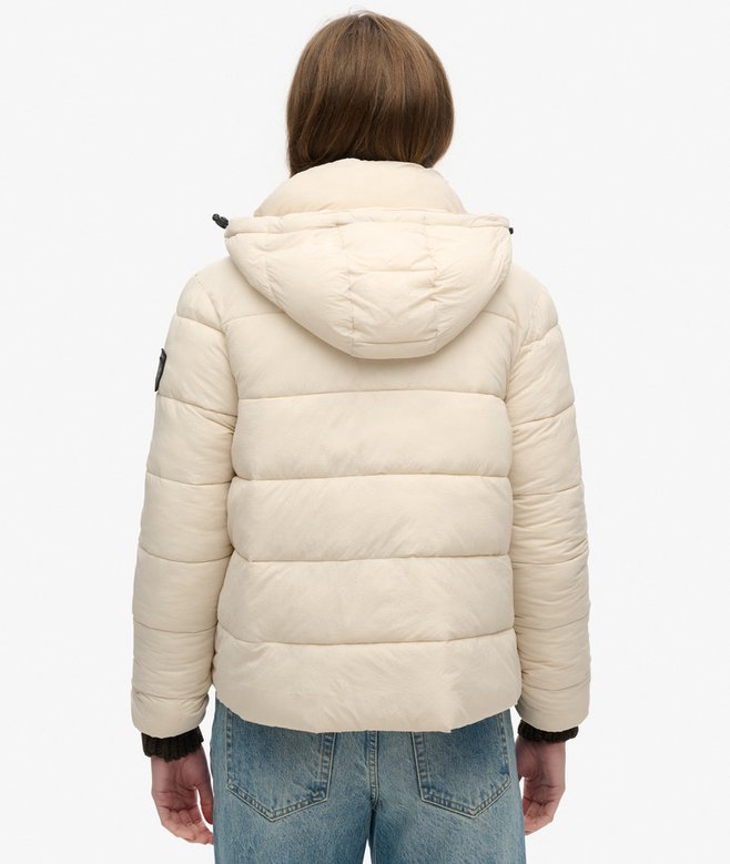Superdry Cazadora Acolchada Corta Con Capucha Y Ribete De Pelo Sintético
