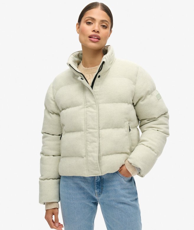 superdry Cazadora acolchada de corte cuadrado de tweed