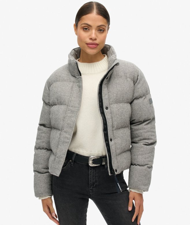 superdry Cazadora acolchada de corte cuadrado de tweed