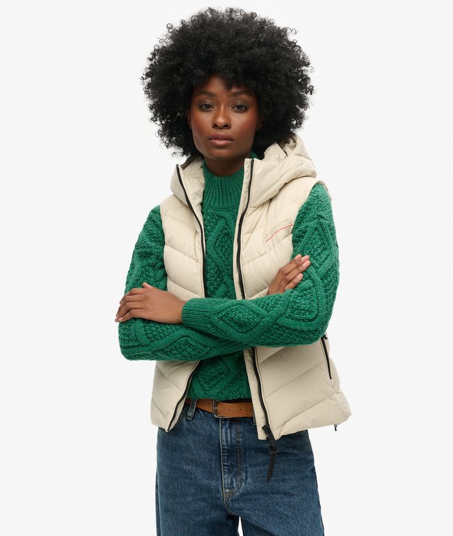 superdry Chaleco acolchado de microfibra con capucha